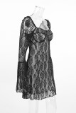 Sexy Solid Color Lace Square Neck Lace Dress Dresses