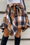 Casual Plaid Irregular Contrast High Waist Type A Patchwork Bottoms