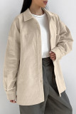 Casual Daily Solid Color Pocket Potholes Turndown Collar Tops