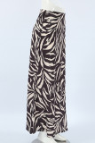Street Elegant Zebra Print Zipper Contrast Regular High Waist Full Print Bottoms