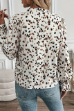 Casual Leopard Print Contrast V Neck Tops