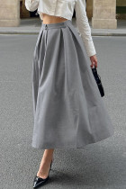 Street Elegant Solid Color Buttons Ruched Loose High Waist Type A Solid Color Bottoms