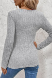 Casual Solid Color Irregular Potholes V Neck Tops