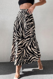 Street Elegant Zebra Print Zipper Contrast Regular High Waist Full Print Bottoms