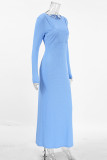 Street Elegant Solid Color Potholes O Neck One Step Skirt Dresses(fake two pieces)