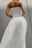 Sexy Solid Color Ruched Flowers Strapless Strapless Dresses