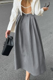 Street Elegant Solid Color Buttons Ruched Loose High Waist Type A Solid Color Bottoms