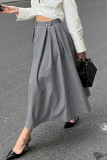 Street Elegant Solid Color Buttons Ruched Loose High Waist Type A Solid Color Bottoms