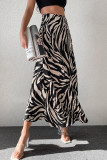 Street Elegant Zebra Print Zipper Contrast Regular High Waist Full Print Bottoms