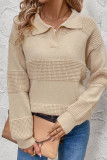 Casual Daily Solid Color Weave Turndown Collar Tops