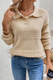 Casual Daily Solid Color Weave Turndown Collar Tops