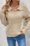 Casual Daily Solid Color Weave Turndown Collar Tops