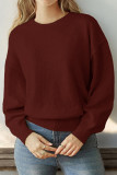 Casual Daily Solid Color Weave O Neck Tops
