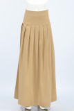 Street Elegant Solid Color Patchwork Pleated High Waist Type A Solid Color Bottoms