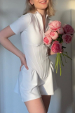 Sexy Solid Color Zipper Mandarin Collar Regular Rompers