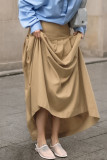 Street Elegant Solid Color Patchwork Pleated High Waist Type A Solid Color Bottoms