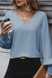 Sexy Daily Solid Color Ruched V Neck Tops