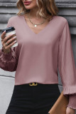 Sexy Daily Solid Color Ruched V Neck Tops