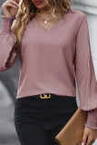 Sexy Daily Solid Color Ruched V Neck Tops