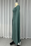 Sexy Solid Color Slit Square Neck Evening Dresses