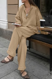 Street Daily Solid Color Zipper Turndown Collar Long Sleeve Two Pieces