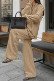 Street Daily Solid Color Zipper Turndown Collar Long Sleeve Two Pieces