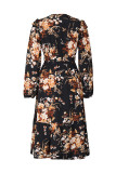 Street Elegant Floral Print Lace Up Ruffle V Neck A Line Dresses