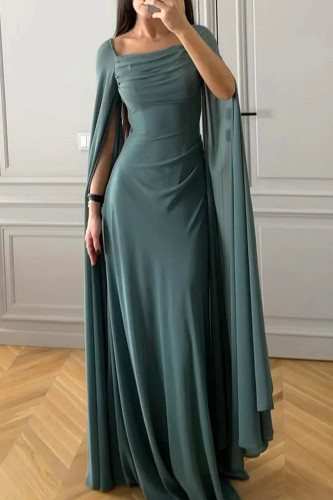 Sexy Solid Color Slit Square Neck Evening Dresses