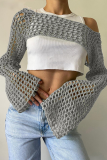 Sexy Solid Color Hollow Out Irregular Off Shoulder Tops