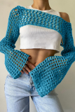 Sexy Solid Color Hollow Out Irregular Off Shoulder Tops