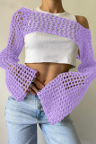 Sexy Solid Color Hollow Out Irregular Off Shoulder Tops