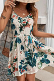 Casual Vacation Floral Print Lace Up Backless V Neck Sling Dresses