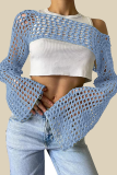 Sexy Solid Color Hollow Out Irregular Off Shoulder Tops