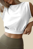 Casual Solid Color Patchwork O Neck Tops