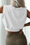 Casual Solid Color Patchwork O Neck Tops
