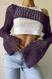 Sexy Solid Color Hollow Out Irregular Off Shoulder Tops