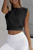 Casual Solid Color Patchwork O Neck Tops
