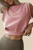 Casual Solid Color Patchwork O Neck Tops