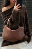 Casual Street Solid Color Potholes Off Shoulder Tops