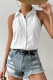Casual Daily Solid Color Jacquard Buttons Patchwork Turndown Collar Tops