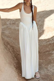 Sexy Solid Color Slit Ruched U Neck Sling Dresses