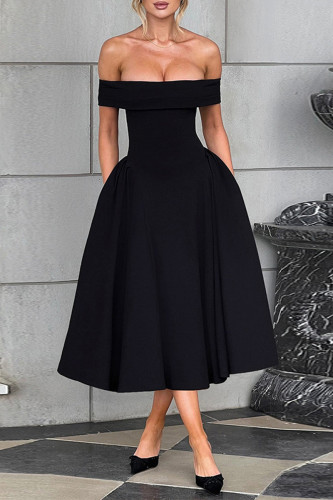 Sexy Solid Color Backless Ruched Off Shoulder Strapless Dresses