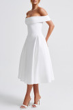 Sexy Solid Color Backless Ruched Off Shoulder Strapless Dresses