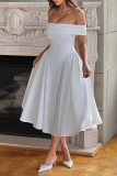 Sexy Solid Color Backless Ruched Off Shoulder Strapless Dresses