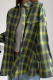 Casual Street Plaid Pocket Buttons Contrast Turndown Collar Tops