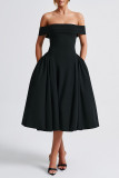 Sexy Solid Color Backless Ruched Off Shoulder Strapless Dresses