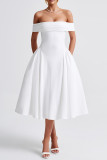 Sexy Solid Color Backless Ruched Off Shoulder Strapless Dresses