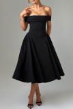Sexy Solid Color Backless Ruched Off Shoulder Strapless Dresses