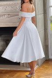 Sexy Solid Color Backless Ruched Off Shoulder Strapless Dresses