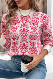 Casual Flowers Weave Contrast Half A Turtleneck Tops